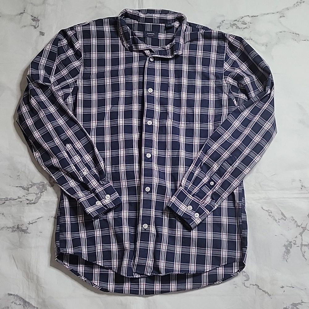 Arrow Navy/White Plaid Dress Shirt